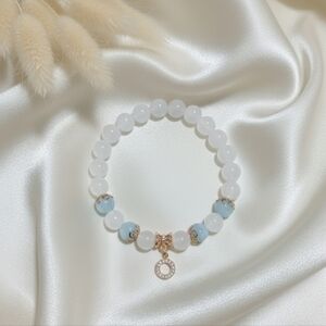 Aquamarine/Agate Bracelet With Charm